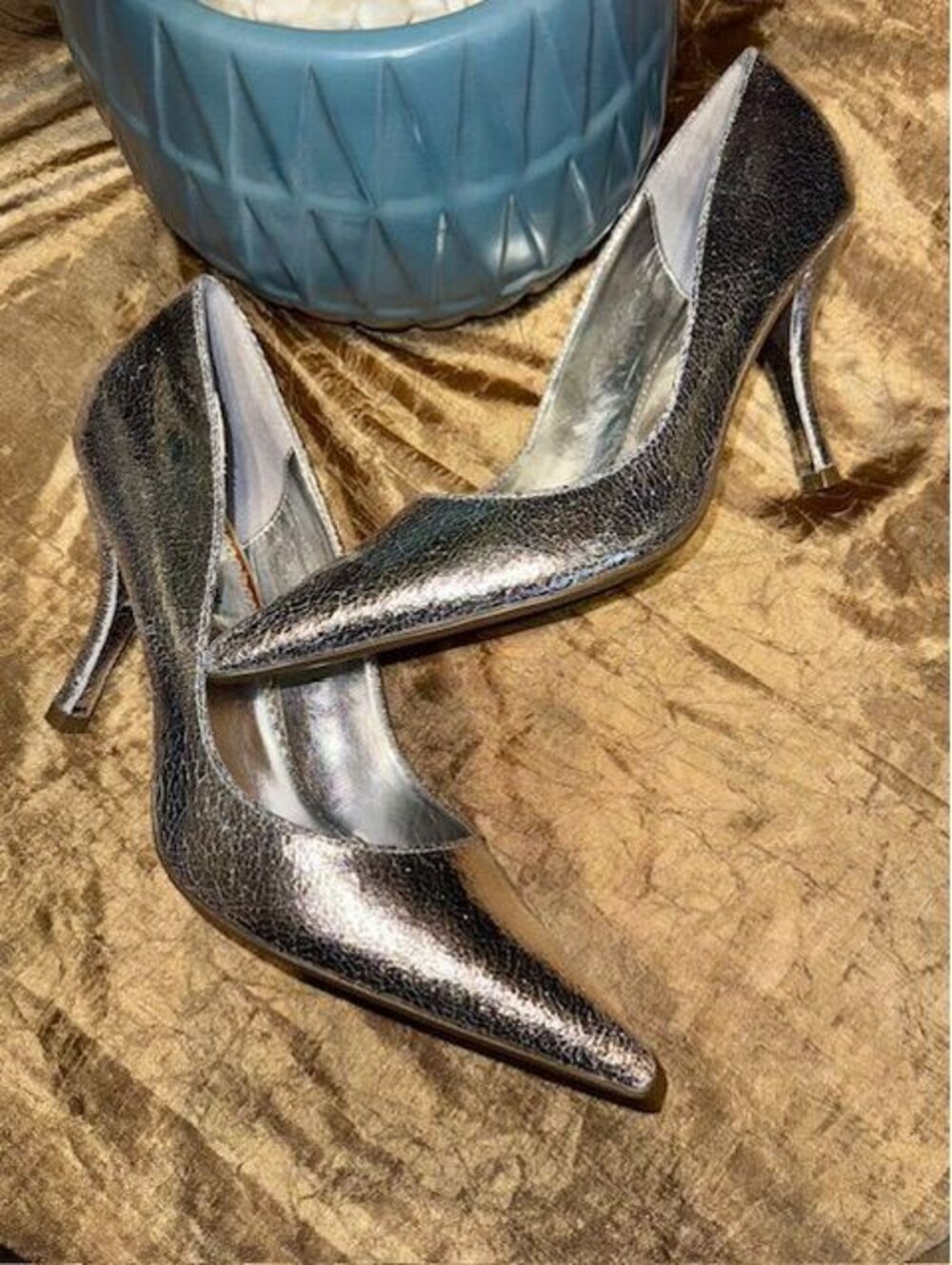 Steve Madden Pumps- Cracked (Metallic Silver) Woman Size 8